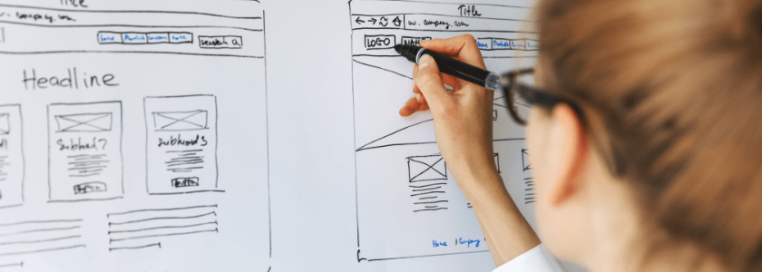 Image of a wireframe-style visualisation of a website structure.